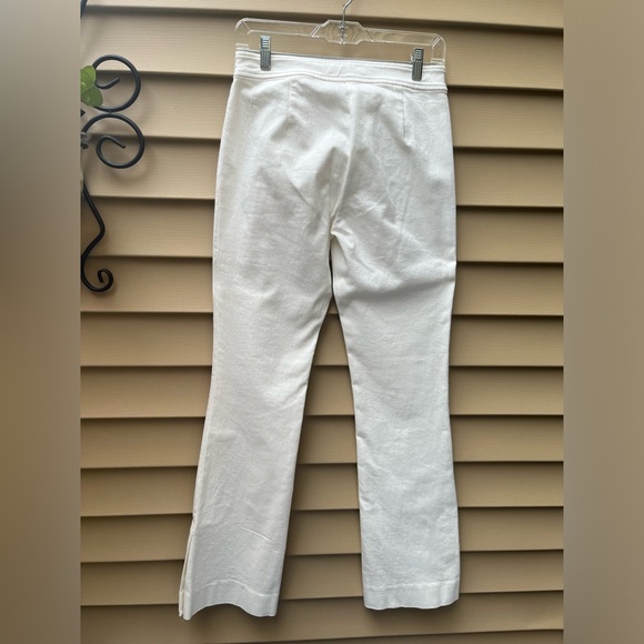 Donna Degnan Front Center Seam Wide Leg Side Slit Hem off White Pants, size 4 - Picture 11 of 12